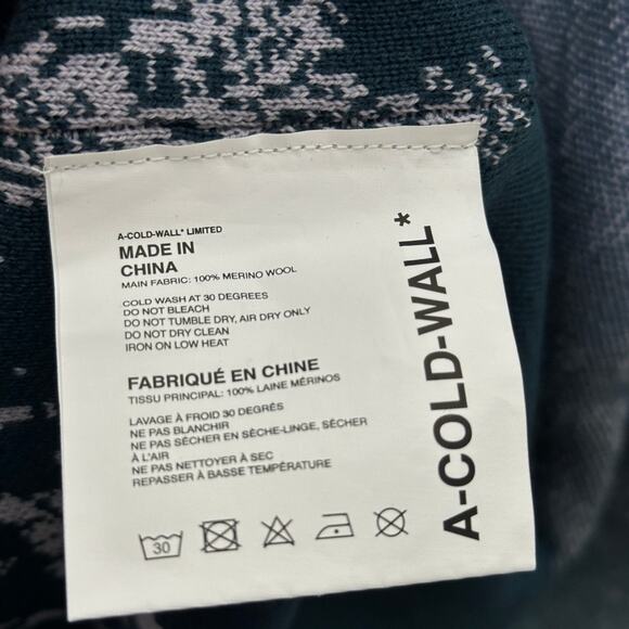 A-COLD-WALL* Shatter Jaq Jumper Sweater Merino Wool Deep Teal Sz XL NWT {3V26} - Picture 9 of 9